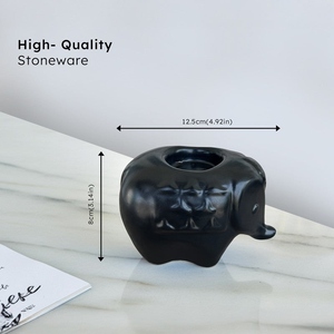 New design glossy Black elephant <b>tea</b> <b>light</b> candle holder set ceramic candle stand decorative tabletop accent - Product Image 5