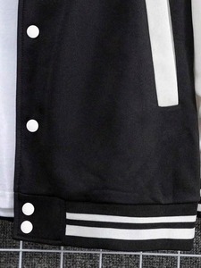 เสื้อแจ็คเก็ตวาร์ซิตี้สีดำขาวแบบยูนิเซ็กซ์ ผ้าฝ้ายผสมโพลีเอสเตอร์ ติดกระดุมด้านหน้า ทรงปกติ คอตั้ง สวมใส่สบายในฤดูใบไม้ร่วง กันลม - Product Image 4
