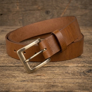 Cinturón de cuero de vaca de primera calidad – Hebilla resistente, costuras finas, moda masculina - Product Image 4