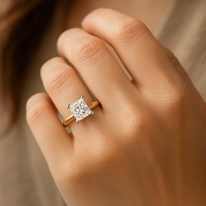 Bague de fiançailles personnalisée en or massif 14K 18K avec diamant de laboratoire CVD taille princesse certifié IGI de 1,50 carat pour femme - Product Image 4