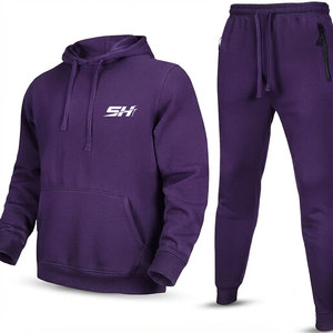 Conjunto deportivo de hombre en tejido de algodón suave tipo felpa, ideal para caminar, trotar, correr, uso en interiores y exteriores, con sudadera con capucha y pantalones. - Product Image 2