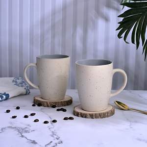 แก้วกาแฟเซรามิกสองสี ดีไซน์หรูหราทันสมัย ขนาด 350 มล. เป็นมิตรกับสิ่งแวดล้อม สีเบจ-เทา ลายป่า ของขวัญสำหรับสำนักงาน สีน้ำตาล - Product Image 2