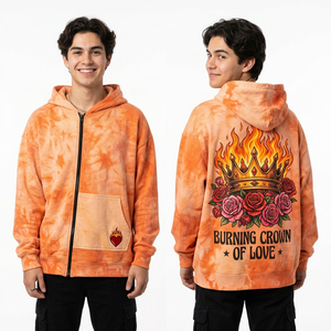 Sudadera con capucha morada de doble manga para hombre, con gráfico de espejo Dark Romance, estilo streetwear personalizado, corte holgado oversize, efecto de capas, fabricante - Product Image 6