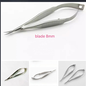 Ciseaux microscopiques Vannas, courbés et droits, en titane, instrument chirurgical ophtalmique, poignée à ressort, CE OEM - Product Image 2