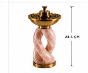 Stainless Steel Incense Burner <b>Bakhoor</b> Burner <b>Oud</b> Burner Charcoal Burner Aroma Burner Pink Marble Burner Twist Design Burner - Product Image 3