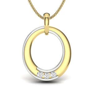 Pendentif minimaliste en or jaune avec trois diamants naturels ronds taille brillant, bijoux unisexes pour tous les jours - Product Image 1