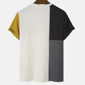 Men Color Block Short Sleeve T <b>Shirt</b> Casual Round Neck <b>Patchwork</b> Design Breathable Summer Tee Custom Logo OEM Supply - Product Image 6