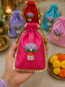 Handmade Lotus Potli Bag Metal <b>Tealight</b> Candle Holder Luxury Gift Bag Diwali Return Gifts Wedding Party Favor Home Decoration - Product Image 2