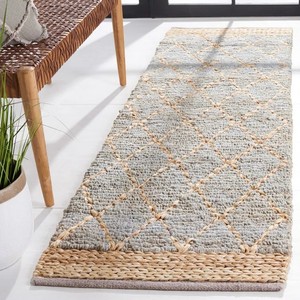 Handwoven Jute <b>Rug</b> Geometric Pattern Rectangle Bohemian Style Non-Slip Hallway Area <b>Rug</b> Low Pile <b>Thin</b> Crafted With Natural Fiber - Product Image 1