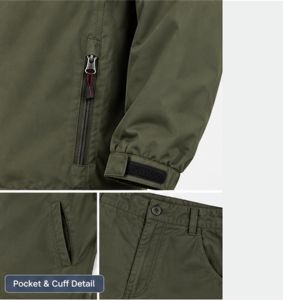 Chaqueta Cortavientos Impermeable con Capucha para Hombre, Color Verde Oliva, Ligera, para Exteriores, con Múltiples Bolsillos con Cremallera Frontales, OEM - Product Image 5