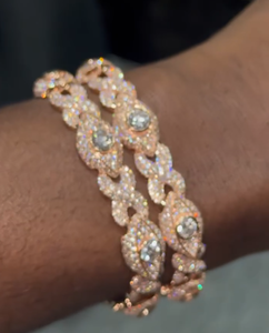 Bracelets manchette classiques personnalisables en moissanite plaqué or rose, sertis clos taille brillant, pour femmes, usage quotidien - Product Image 4