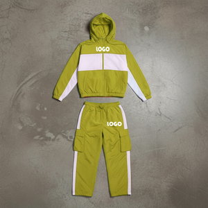 Custom Women's Nylon Regular Hooded Windbreaker Solid <b>Mesh</b> Color Block 2-Piece Winter Tracksuit Waterproof Breathable - Product Image 5