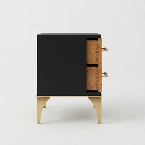 Mesita de Noche Moderna de Madera Maciza con Doble Cajón para Dormitorio - Product Image 2