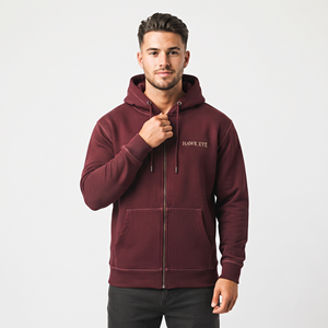 Sweat à capuche zippé intégral pour homme, en molleton épais de haute qualité, taille standard, avec cordon de serrage, doublure 100% coton, écologique, logo personnalisé - Product Image 4