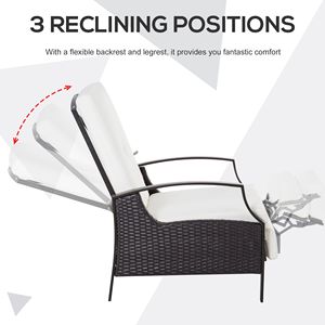 Sedia Reclinabile in Rattan Bianco Intrecciata a Mano, Regolabile, Resistente alle Intemperie per Patio, Giardino e Bordo Piscina - Product Image 6