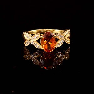 Citrine Ring Sterling Silver Handmade Gemstone Ring 925 Silver Gold Plated Wedding Engagement Floral Design Oval Citrine Rings - Product Image 1