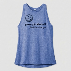 Custom Print Breathable Racerback Crew Neck Heathered Knit Women's Pickleball Tank <b>Top</b> Double Stritch Lower Hem Complete - Product Image 4