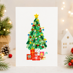 Carte de vœux personnalisée en quilling motif sapin de Noël, papeterie de Noël en gros, carte de vœux faite à la main, fabricant OEM/ODM - Product Image 1