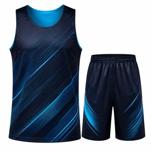 Ensemble de maillot de basket-ball unisexe, débardeur sans manches, short, imprimé par transfert thermique, polyester respirant, col en V, sangle réglable - Product Image 1
