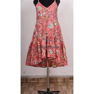 Vestido Midi Ajustado de Mujer, Ecológico, Tejido, 100% Algodón Puro, Cuello en V, Estampado Floral, con Bolsillos, Estampado Digital, Casual - Product Image 4