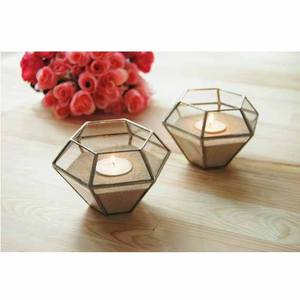 Wholesale Gold Plated Metal Edge Tea Light <b>Candle</b> Holder Terrarium Votive Glass for Home Office Deco Elegant <b>Candle</b> Jars Design - Product Image 2