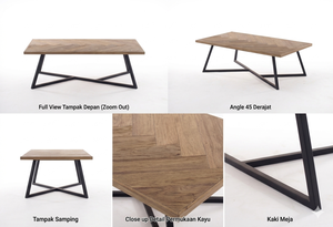 Table basse moderne en bois massif Nopelo, design minimaliste, finition naturelle, pour salon, hôtel et villa - Product Image 6