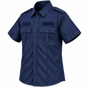 Chemise de travail personnalisée pour homme, manches courtes, avec épaulettes, couleur unie, pour agent de sécurité - Product Image 5