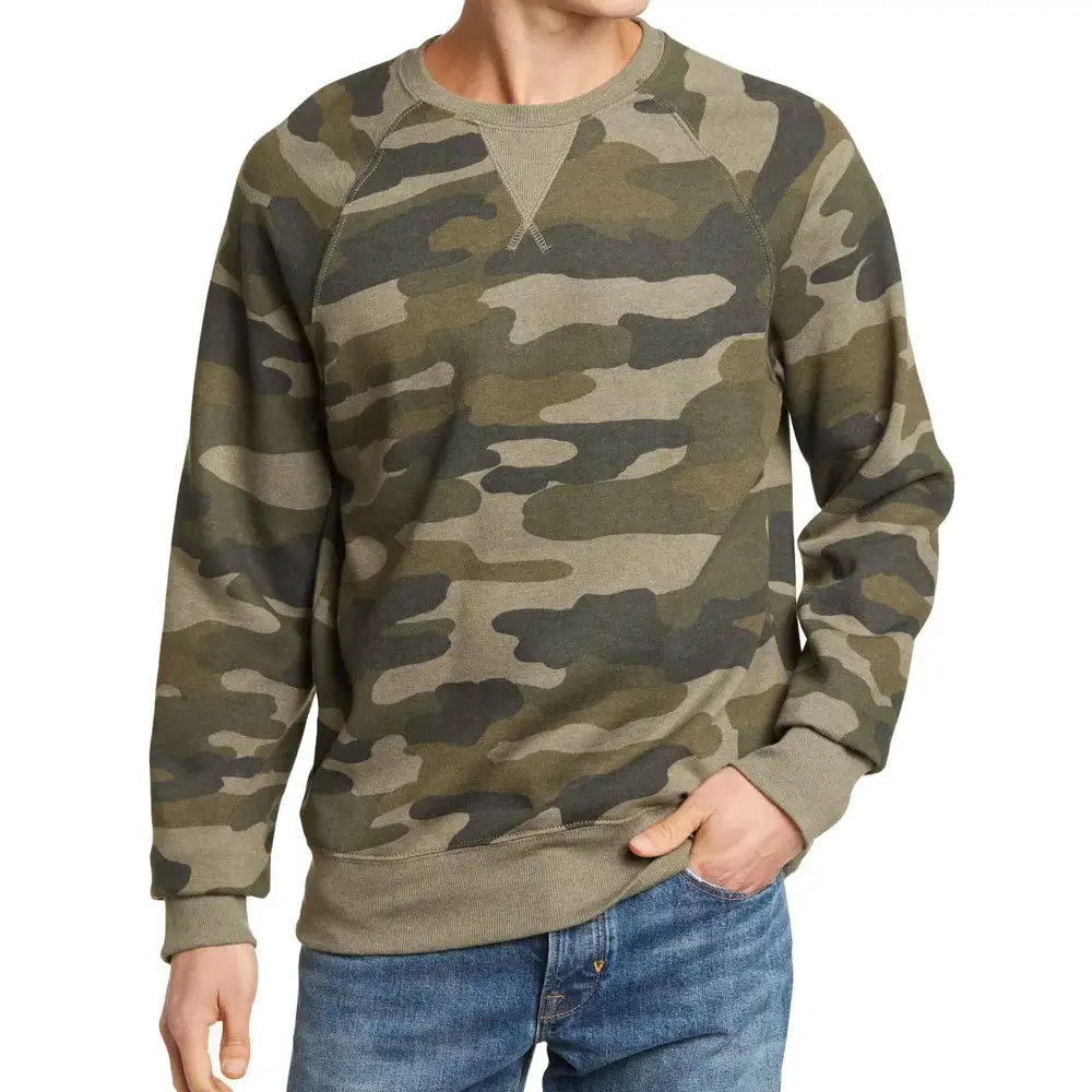 Produsen Tinggi kaus pria gaya pelari terbaru Sweatshirt Label pribadi Sweatshirt pria Camo cetak kaus unik untuk dijual