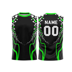 Custom Sublimated <b>Volleyball</b> Jersey <b>Set</b> Black Green Geometric Pattern Moisture Wicking Breathable Athletic Fit Unisex Adults - Product Image 3