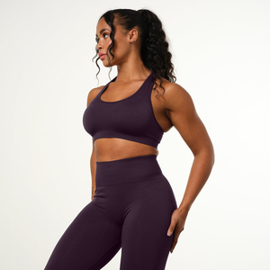 Leggings de yoga taille haute sans couture pour femmes, couleur unie, longueur intégrale, pantalon de sport en Spandex et Polyester, ensemble de vêtements d'entraînement - Product Image 3