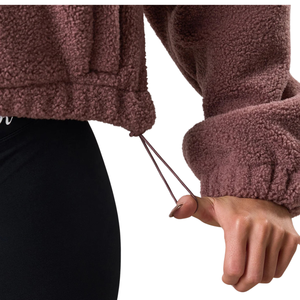 Veste polaire Sherpa courte unie personnalisée pour femme – Douce, chaude, demi-zip, pull décontracté, hiver, extérieur, confortable, pelucheuse, séchage rapide, coupe-vent - Product Image 6