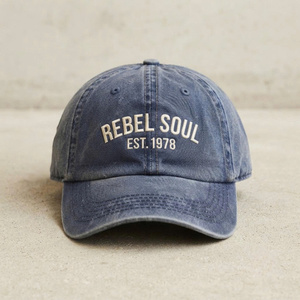 Casquette de baseball unisexe en coton non structurée à visière incurvée, style denim délavé, avec broderie de logo personnalisée sur 6 panneaux, style vintage, pour homme et femme - Product Image 1