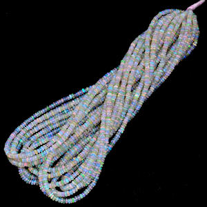 Forme de rondelle lisse d'opale éthiopienne multicolore naturelle 3x5.5mm brin de perles de pierres précieuses de 16 pouces pour la fabrication d'articles de bijouterie - Product Image 1