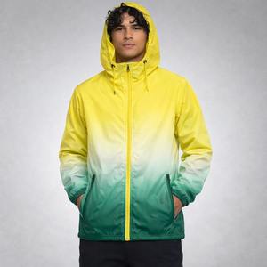 Chaqueta cortavientos de nailon con capucha y degradado, de alta calidad, para hombre, impermeable, para ciclismo, entrenamiento al aire libre. - Product Image 1