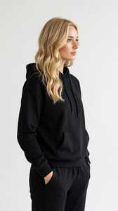 ONETEN APPARELS Conjunto de Sudadera Corta Azul Marino y Pantalones Jogger de Pierna Ancha para Mujer, Manga Larga, Estampado, Estilo Urbano, Chándal Holgado - Product Image 2