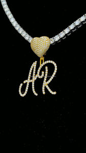 Día de San Valentín presente chapado en oro letra personalizada con gancho de corazón inicial Hip Hop personalizado cursiva nombre colgante collar - Product Image 3