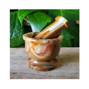 Mortero y Pilón de Mármol Pulido Ecológico de Alta Calidad en Verde para Uso Diario - Product Image 2