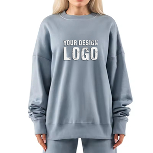 เสื้อฮู้ดดี้ผู้หญิงไซส์ใหญ่ ผ้าเทอร์รี่ OEM ขายส่ง แบบไหล่ตก กันลม เป็นมิตรกับสิ่งแวดล้อม สวมใส่สบายๆ สำหรับกิจกรรมกลางแจ้ง ผ้าฝ้ายทรงโอเวอร์ไซส์ - Product Image 1