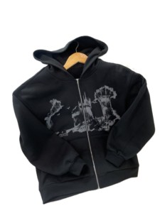 Regular Fit Solid Crop Hoodie Men 100% Cotton <b>Fleece</b> <b>Zipper</b>-Up Casual Sweatshirt Front Print Pocket Design Quick Dry Breathable - Product Image 4