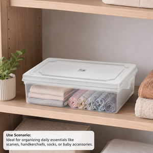 กล่องเก็บของพลาสติกใส 375x247x100 มม. พร้อมฝาปิด ปิดสนิท โปร่งใส ปลอดสาร BPA วางซ้อนกันได้ รูปทรงสี่เหลี่ยมผืนผ้า - Product Image 1
