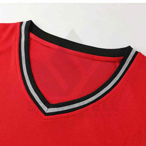 ชุดบาสเก็ตบอลสีแดงแบบกำหนดเอง เสื้อเจอร์ซีย์แขนกุด กางเกงขาสั้นเข้าชุด ผ้าโพลีเอสเตอร์ระบายอากาศ ชุดกีฬาสำหรับทีม ผู้ใหญ่แบบยูนิเซ็กซ์ - Product Image 3