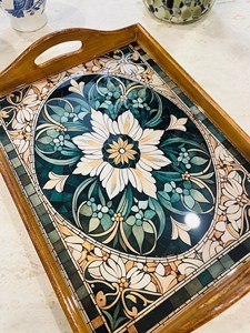 Luxury Durable Eco-Friendly Polished Solid Wooden Handcrafted Rectangle <b>Serving</b> <b>Tray</b> <b>Handles</b> Coffee Table Party Wedding Birthday - Product Image 6