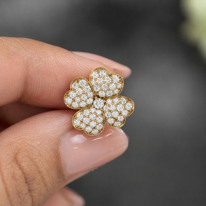 Floral Diamond Cluster <b>Stud</b> <b>Earrings</b> | Flower Shape Gold <b>Earrings</b> with Round Cut Diamonds | Elegant Fine Jewelry Gift for Women - Product Image 2