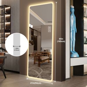 LED Wall-Mounted <b>Full</b>-<b>Length</b> <b>Mirror</b> Lighted Vanity Body Rounded Corners Big Size for <b>Bedroom</b> Living Room Dressing Room Hotel - Product Image 5