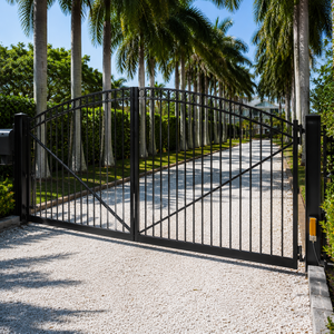 Portail d'entrée en métal noir cintrée, simple, en fer forgé, pour la sécurité des villas, des propriétés et des jardins - Product Image 5