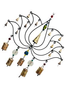 Handcrafted Iron Wind <b>Chime</b> with Colorful Beads Brass <b>Bells</b> Hanging Decor for Home Garden Patio Modern Art - Product Image 3
