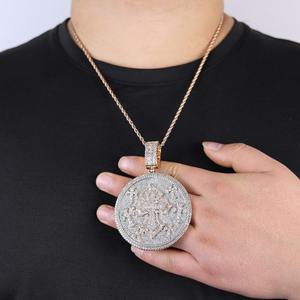 Collier pendentif croix creuse Hip-Hop Iced Out en cuivre avec zircon, breloque chrétienne, bijoux streetwear urbain, vente en gros - Product Image 3