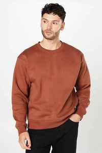 Sweat-shirt à col rond pour homme, coupe classique, tricoté, manches longues, couleur unie, style décontracté, pull-over, couleur rouille - Product Image 3