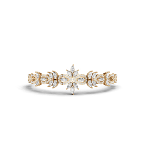 Luxury 18K Solid Gold Diamond Cuff Bracelet Marquise Cut Flower Design Women's Wedding <b>Jewelry</b> - Product Image 1