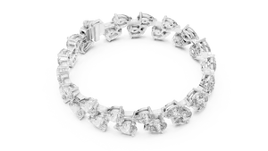 Bracelet tennis à quatre griffes en or massif 18 carats avec diamant de laboratoire taille poire, bijoux fins pour femme, scintillant, fermoir à maillons flexibles - Product Image 4